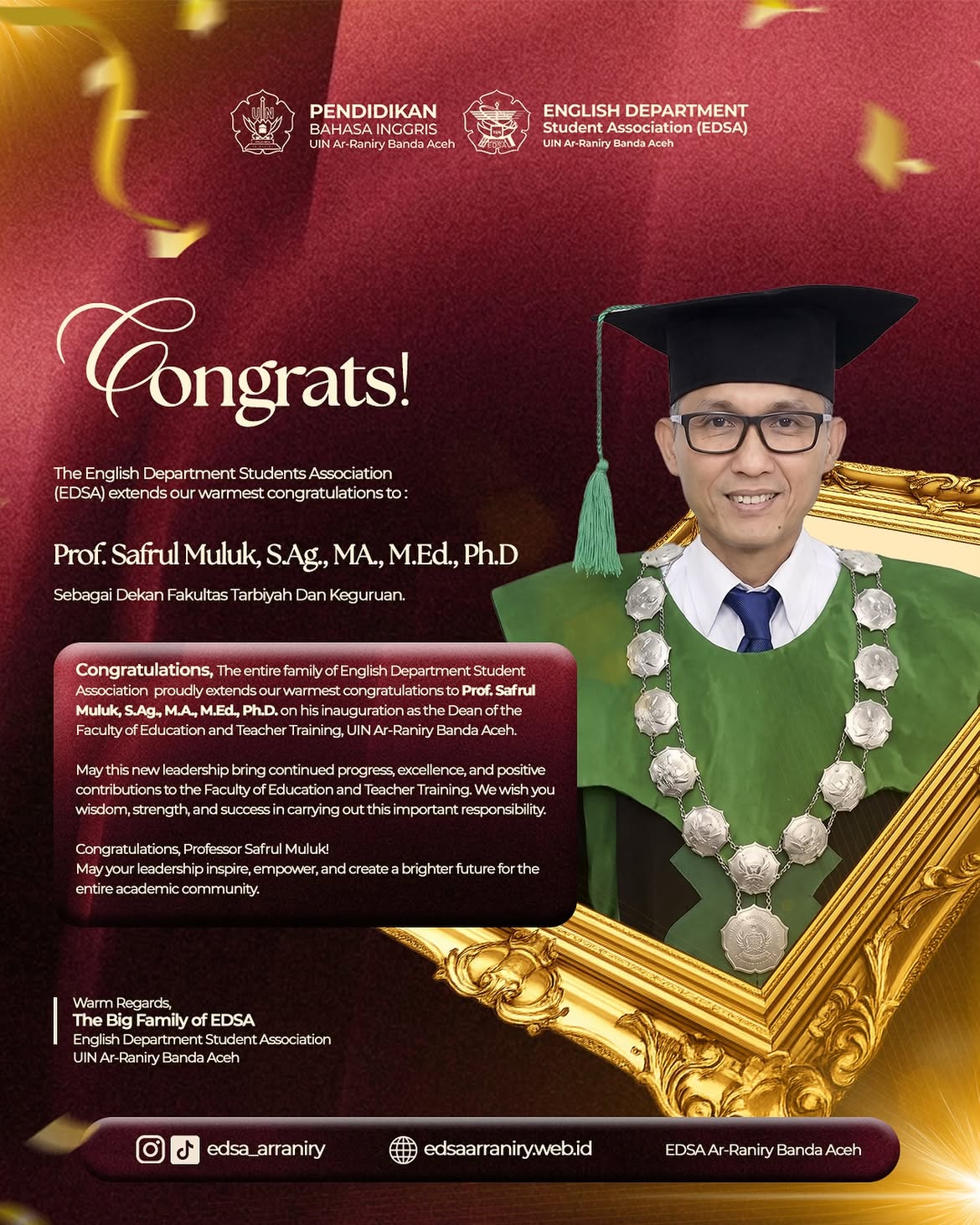 Prof. Safrul Muluk, S.Ag., M.A., M.Ed., Ph.D.